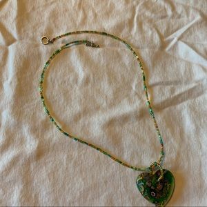 Glass bead heart necklace